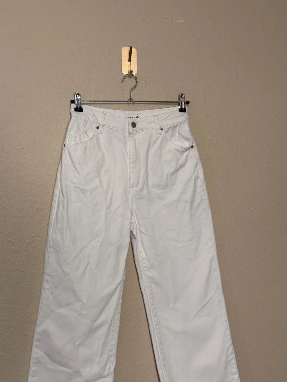 Rollas White Heidi High Rise Loose Straight Jeans Size 27